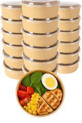 Ruthy's Outlet Kraft Salad Bowls W/Clear Lids - Disposable Paper Salad Containers, Eco-Friendly | Leak-Resistant | Microwave Safe - Ideal for Meal