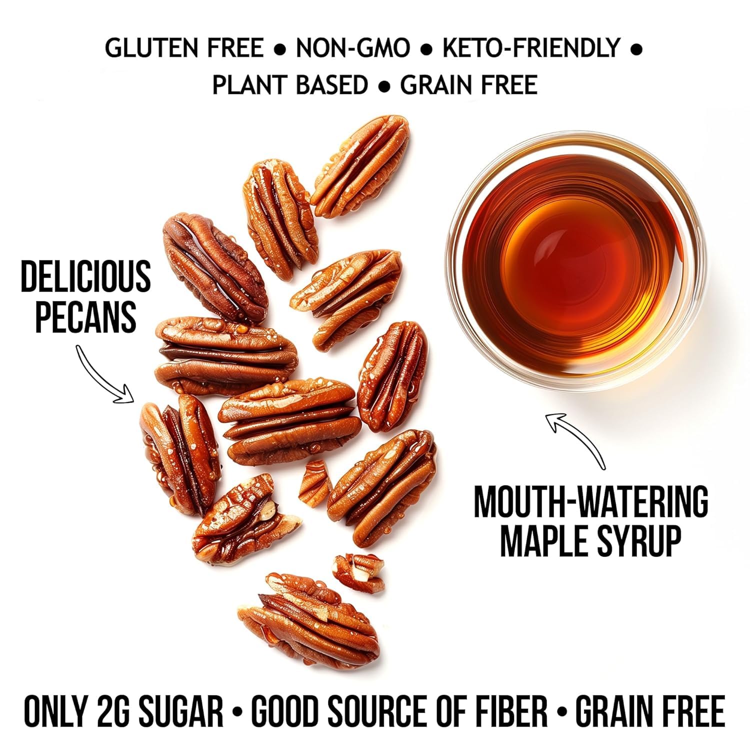 THE GRANOLA BAKERY TGB Maple Pecan Keto Nuts, 1g Net Carb, No Added Sugar, High Fiber, Gluten Free, Grain Free, Healthy Low Carb Snack, 8oz Resealable