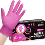 SwiftGrip Pink Gloves Powder-Free Nitrile Gloves, 100ct Box - 3-Mil, Gloves Disposable Latex Free, for Kitchen, Cleaning, Estheticians, Hair Stylist