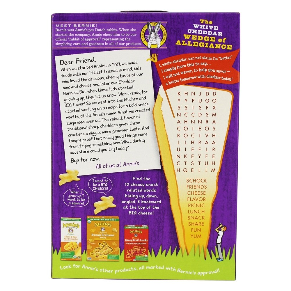 Annie's Organic White Cheddar Squares Baked Snack Crackers 7.5 oz. (Pack of 3)3