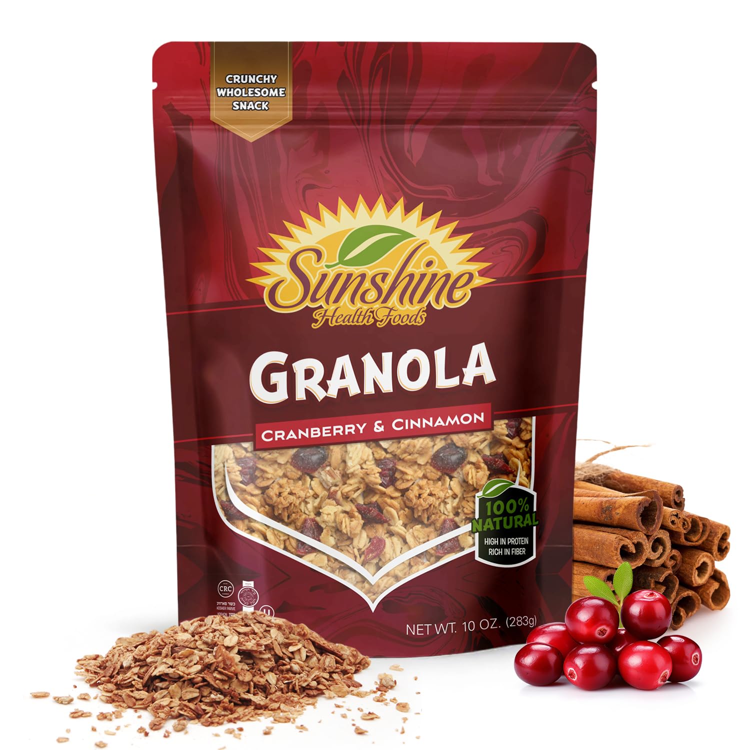 Healthy Granola Cereal, Delightfully Crunchy Granola Cranberry and Cinnamon Flavor, Ideal Granola for Yogurt or Enjoy with Milk, Perfect Granola
