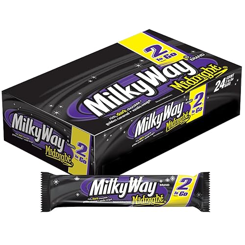 MILKY WAY Candy Bars, Midnight Dark Chocolate Candy Bars, Sharing Size, 2.83-Ounce, 24-Count Box,
