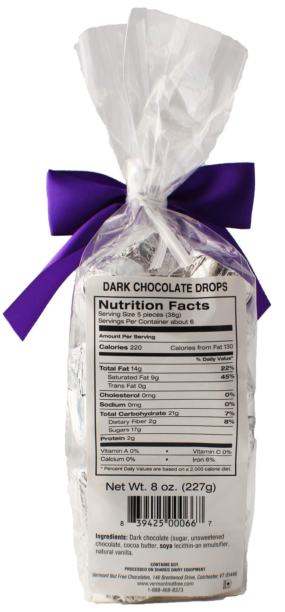 Vermont Nut Free Chocolates Drops (Dark Chocolate) 7.8 Ounces, Nut-Free, Egg-Free, Kosher