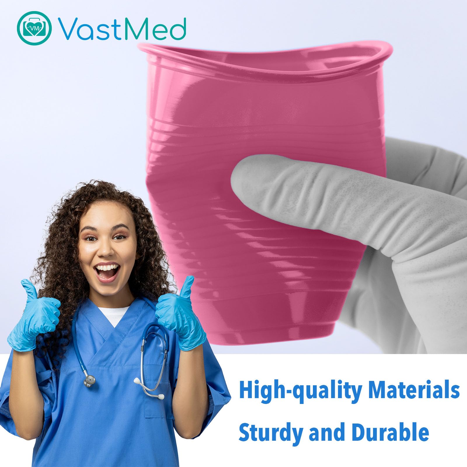 VASTMED 100 PCs Dental Grade Disposable 5oz Plastic Cup Pink Sturdy & Durable for Drinking Cup | Perfect as Rinsing Cup, Mouthwash