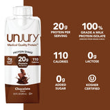 Unjury High Protein Shake Ready to Drink | Chocolate | 20g Grade-A Milk Protein Isolate | Lactose Free | 12 Servings Per Case