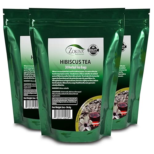 Hibiscus Tea Bags 3-Pack (90 Tea Bags Total) Caffeine-Free Hibiscus Sabdariffa Flowers Bursting With All-Natural Vitamins & Minerals in Pouch by