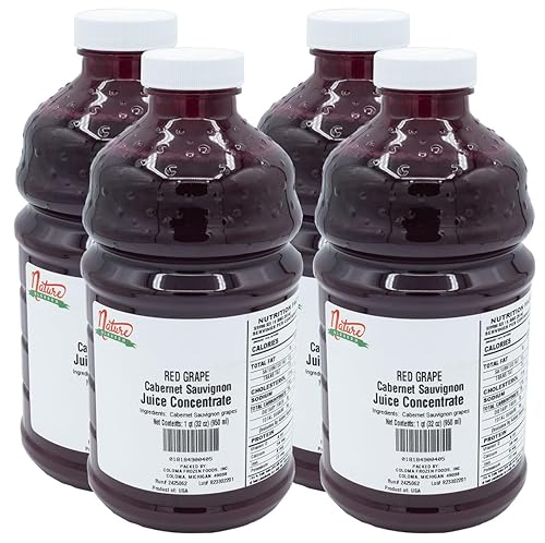 Nature Blessed 100% Pure Cabernet Sauvignon Red Grape Fruit Juice Concentrate - 4 Quarts (4-32 fl oz bottles), Great for Home Brewers, Vintners