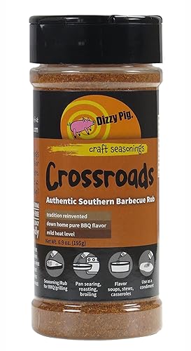 Dizzy Pig Crossroads Authentic Southern Barbecue Seasoning Rub (8oz Shaker) - Seasons 30+lbs of Food - Hand Made in the USA - MSG Free, Gluten Free