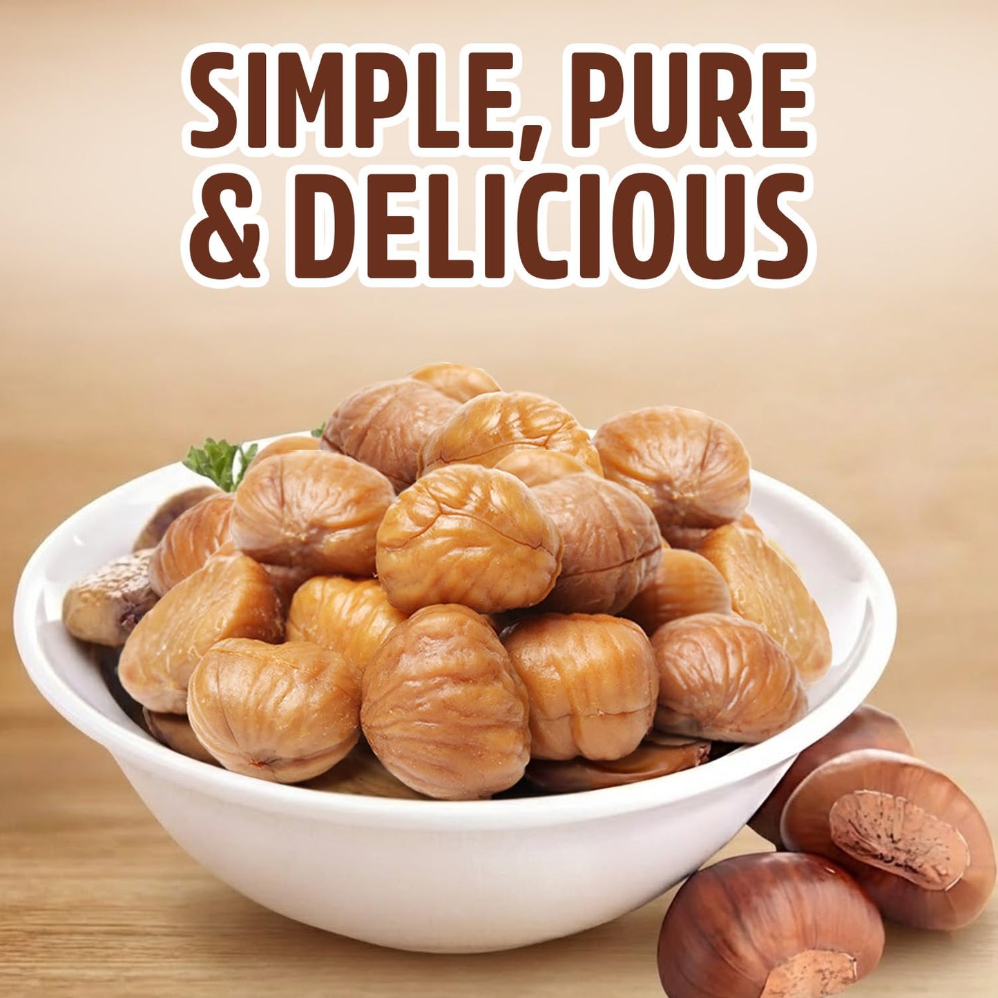 Oneg Roasted Chestnuts Peeled and Ready to Eat, 6 Pack of Organic Roasted Chestnuts 5.3oz Each, Vacuum Packed Perfect for Snacking or Holiday Treats
