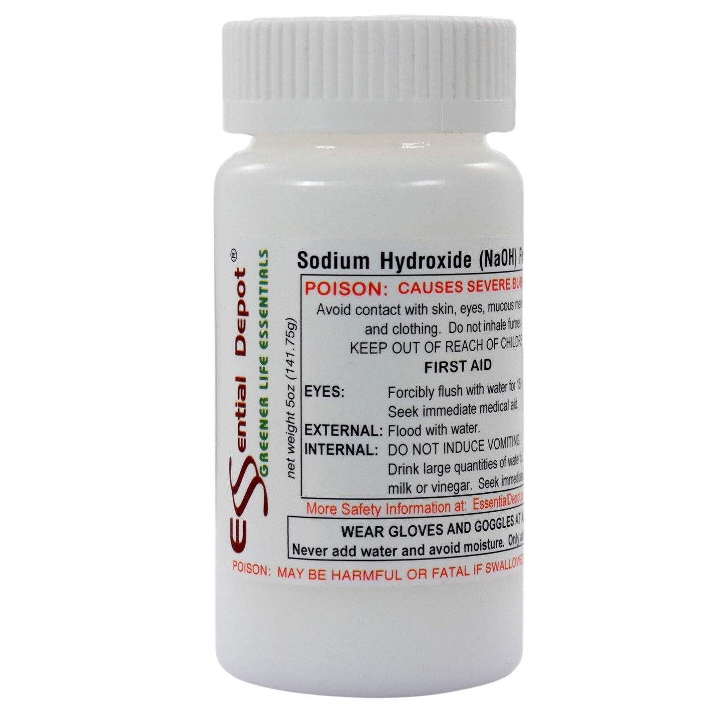 Essential Depot 1.25 lbs Food Grade Sodium Hydroxide Lye Evenly-Sized Micro Pels (Beads or Particles) - Lye Drain Cleaner - HDPE Container