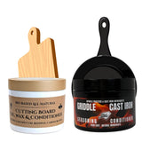 Cutting Board Oil & Griddle Seasoning Bundle - Food-Grade Coconut Oil & Wax for Wood & Butcher Blocks. Conditioner for Cast Iron, Skillets, Griddles