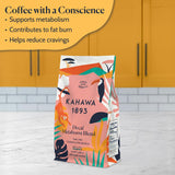 Kahawa 1893 Decaf Metaboost Ground Coffee Medium Dark Roast 12 Oz - With Green Tea Extract & African Mango Seed Extract, As Seen on Shark Tank