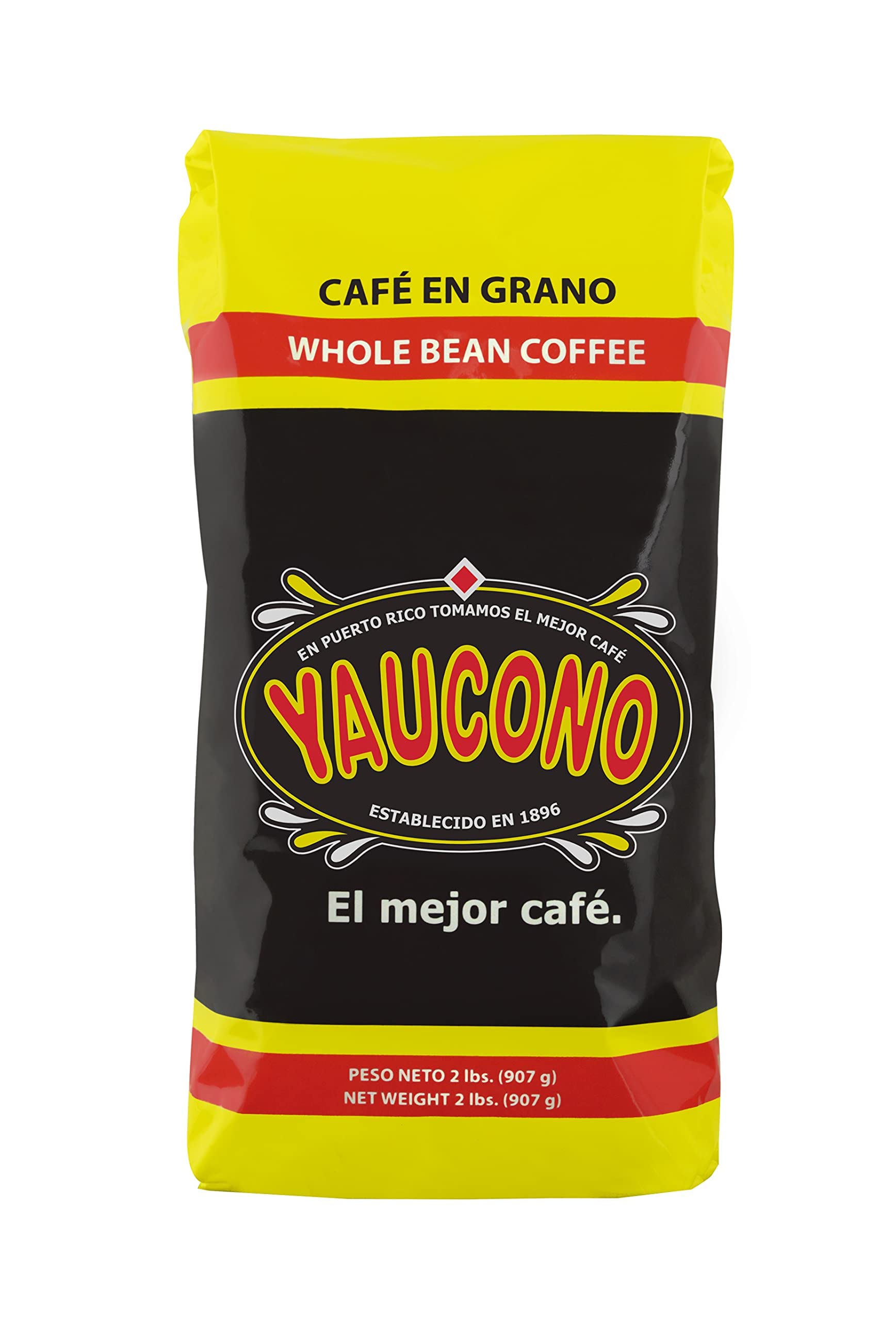 Yaucono Whole Bean Coffee in Bag, Medium Roast, Fresh From Puerto Rico, 2 Pound (Pack of 1)