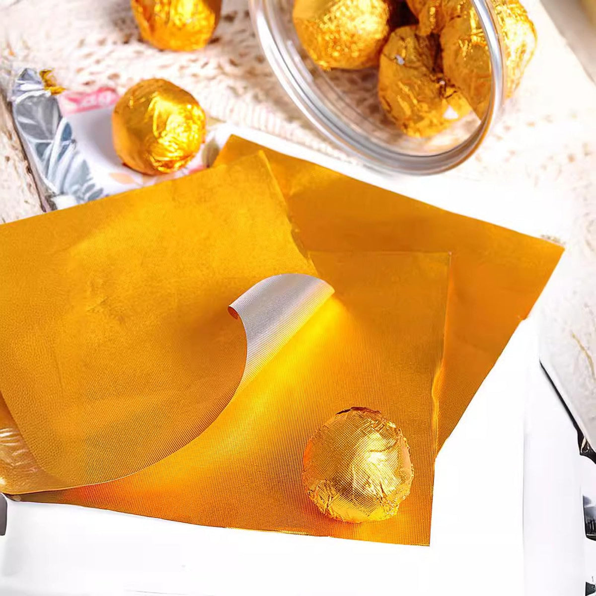 200 PCS Gold Foil Candy Wrappers - Multicolor & Textured For Chocolate Bars, Caramels - Square DIY Candy Packaging For Christmas, Easter, Thanksgiving
