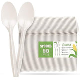 Gezond Compostable Spoons 50 Pack 6.7 Inch Disposable Spoons No Plastic Biodegradable Cutlery Set Heavy-duty for Party Wedding Camping Office Picnic