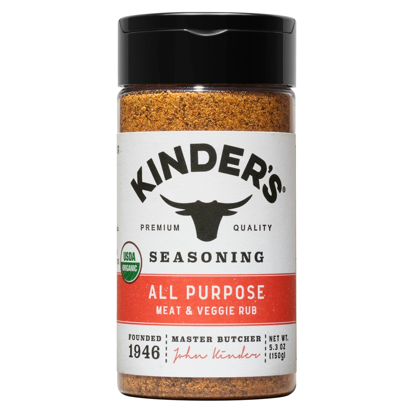 Kinder's Organic All Purpose Seasoning, 5.3 Oz, Garlic, Sea Salt, and Chili Blend, USDA Certified Organic, MSG Free, Great on Beef, Chicken, Seafood