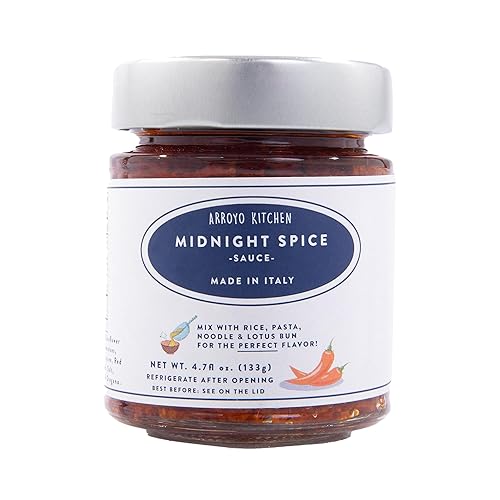 Arroyo Kitchen Midnight Spice Sauce, Made in Italy, Oil Blend of Sundried Tomato, Garlic & Italian Spices, All Natural, Preservative Free, Clean