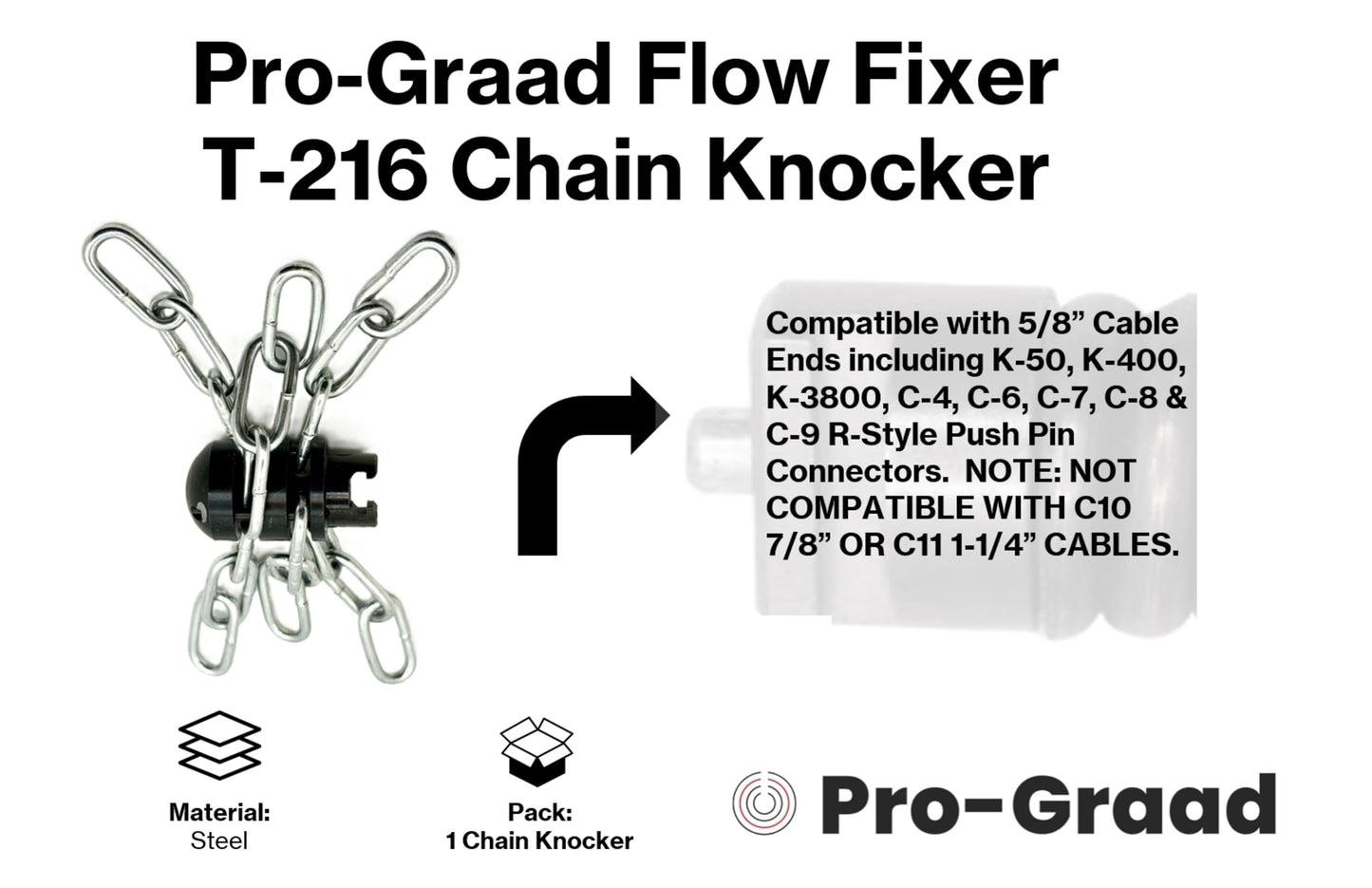 Pro-Graad FlowFixer T-216 2" Chain Knocker Drain Cleaning Head | Heavy Scale Removal | Compatible Fit RIDGID K-50 K-400 K-3800 | C-4 C-6 C-7 C-8 C-9