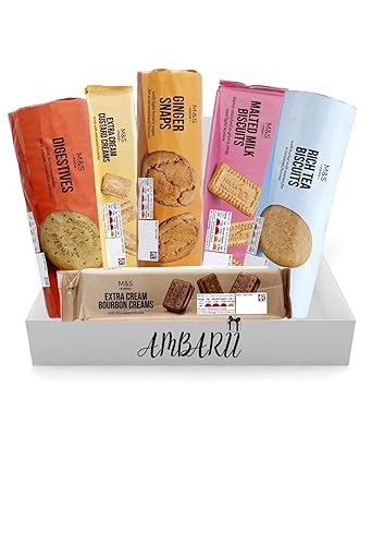 AMBARII M&S Biscuit Gift Collection, Assorted Cookie Box Set, Mixed Selection, Gift Box, 6 Pack gift box