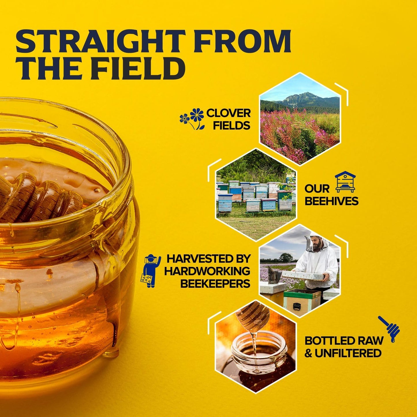 Fischer's Pure Clover Honey 40 oz - 100% Pure, Raw and Unfiltered Honey in a Squeeze Bottle - All-Natural Sweetener - Rich Flavor Profile, Packed with Nutrients