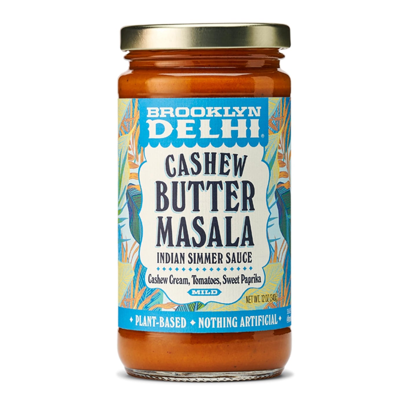Brooklyn Delhi Cashew Butter Masala - Indian Simmer Sauce with Cashew Cream Tomatoes, Sweet Paprika - 12 Ounces - Mild Enough for a kid, Flavorful