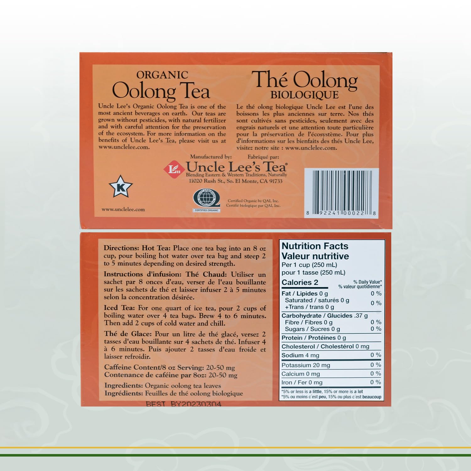 Uncle Lee's Organic Oolong Tea Bags, 40 Count - Antioxidant-Rich, Antioxidant-Rich, Smooth & Balanced