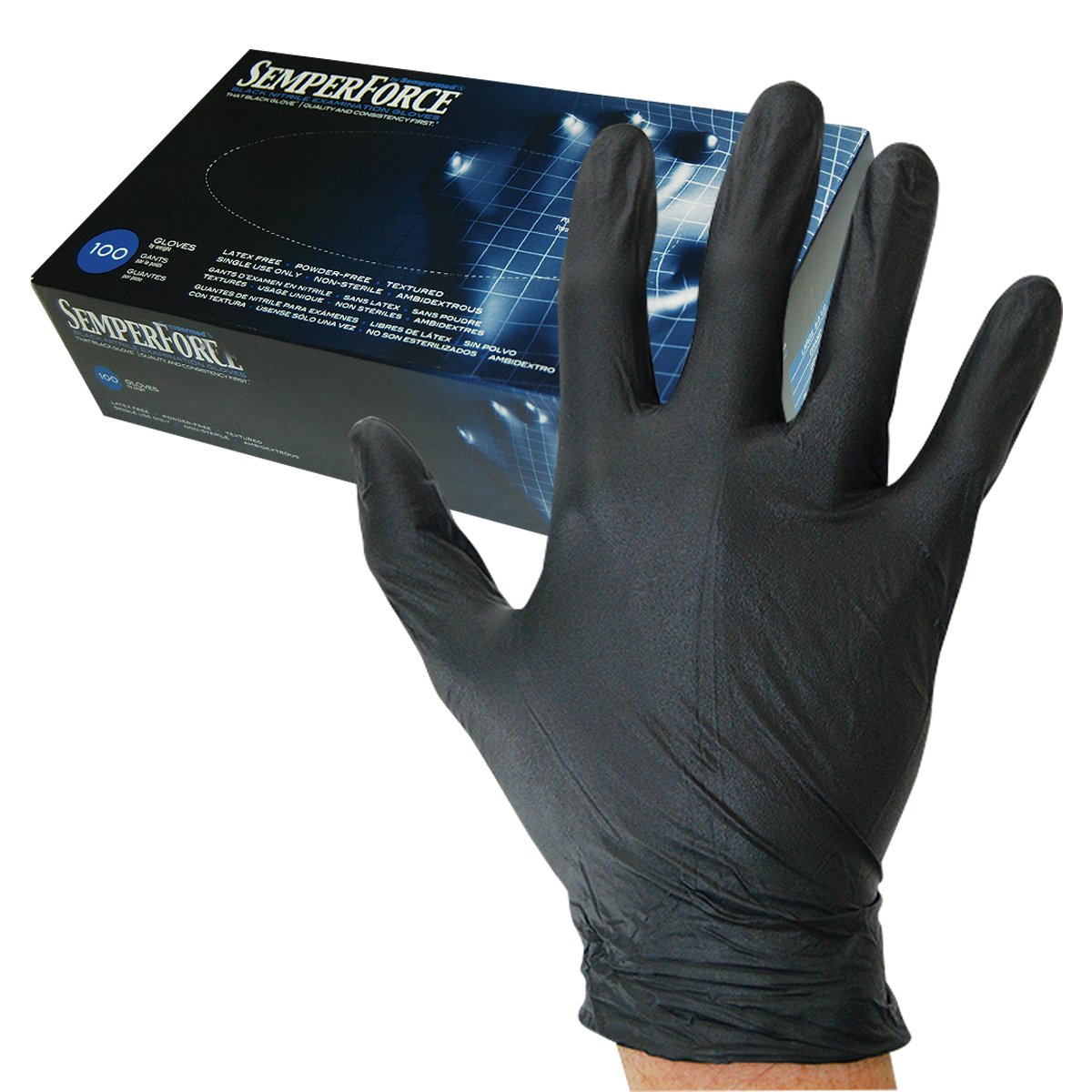 Sempermed Semperforce Black Nitrile Glove-Medium-Box/100, Medium
