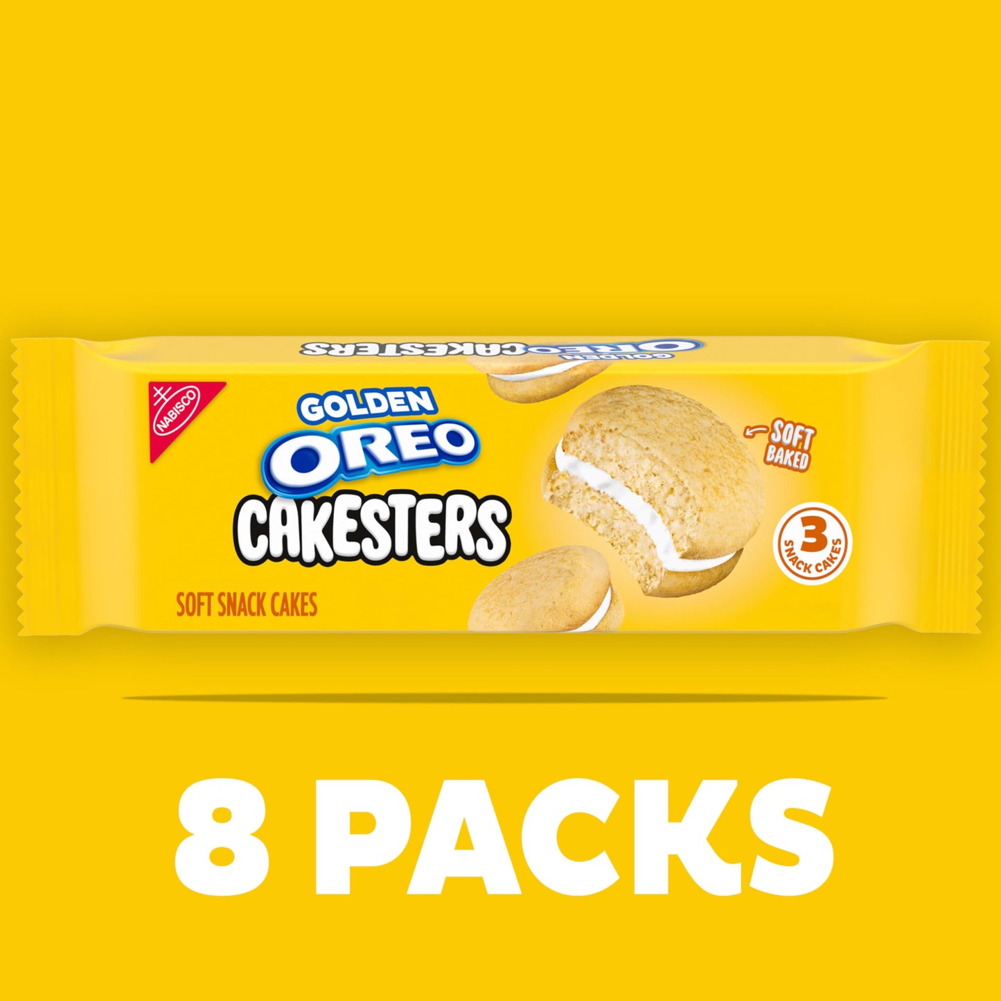 OREO Golden Cakesters Soft Snack Cakes, 8-3.03 oz Snack Packs