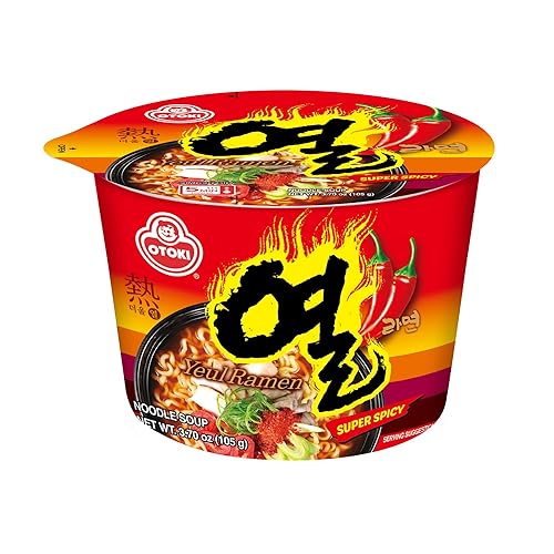 OTOKI Yeul Ramen Bowl - Super Spicy Korean Ramen with Savory Broth, Chewy Noodles, 3.70oz (Pack of 6)