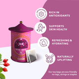 Life Plus Style Gourmet Pagoda Garden Rosehip Hibiscus Green Tea Herbal Tea Caffeinated Hot or Iced Natural Ceylon 60 Tea Bags