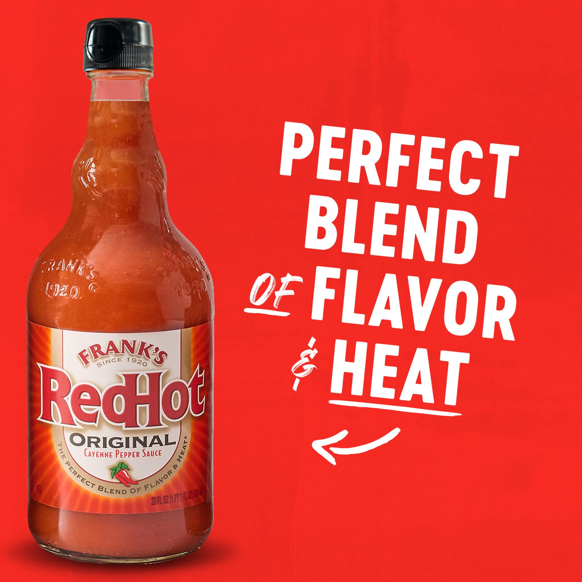 Frank's RedHot Hot Sauce, Original, Made with Cayenne Peppers, Ready-To-Use, Shake or Pour Over Chicken Wings, Sandwiches, Pizza, and More