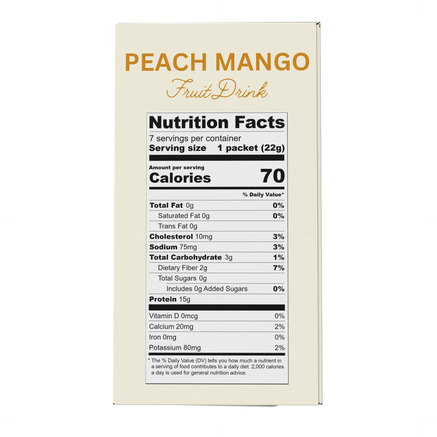 Nutmeg State Nutrition - High Protein Diet Fruit Drink - 15g Protein - Low Calorie - Low Carb - Low Sugar - Fat Free, 7 Servings Per Box (Peach Mango)