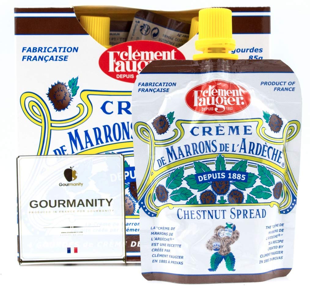Clement Faugier Chestnut Spread From France 3oz (Pack of 4) Chestnut Jam Pouch | Creme De Marron Chestnut Puree | Chestnut Paste French | Gourmet