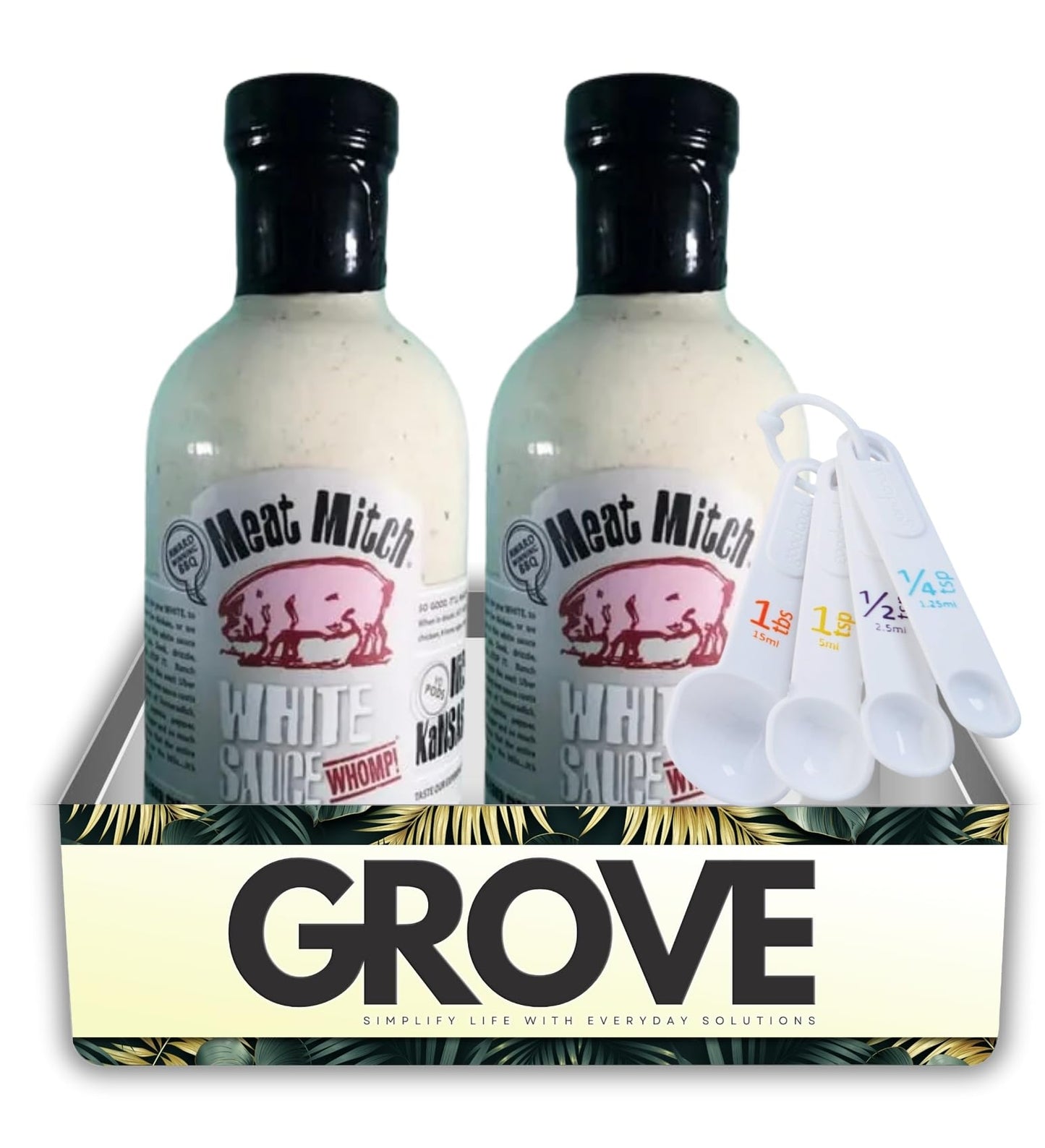 2x Meat Mitch White WHOMP BBQ Sauce 16.6 oz Bundle with Measuring Spoon - Creamy Horseradish-Style Sauce with Cayenne, Lemon, and Brown Sugar Flavor