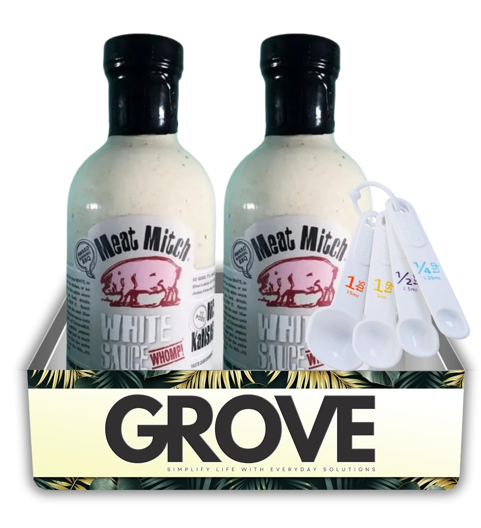 2x Meat Mitch White WHOMP BBQ Sauce 16.6 oz Bundle with Measuring Spoon - Creamy Horseradish-Style Sauce with Cayenne, Lemon, and Brown Sugar Flavor