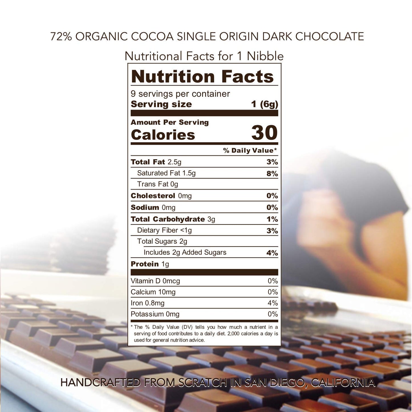 Nibble Chocolate Four Bar Flight Gift 72% | 4 bars pack | Certified Organic | Vegan | 2 Ingredients | Gluten & Soy Free |