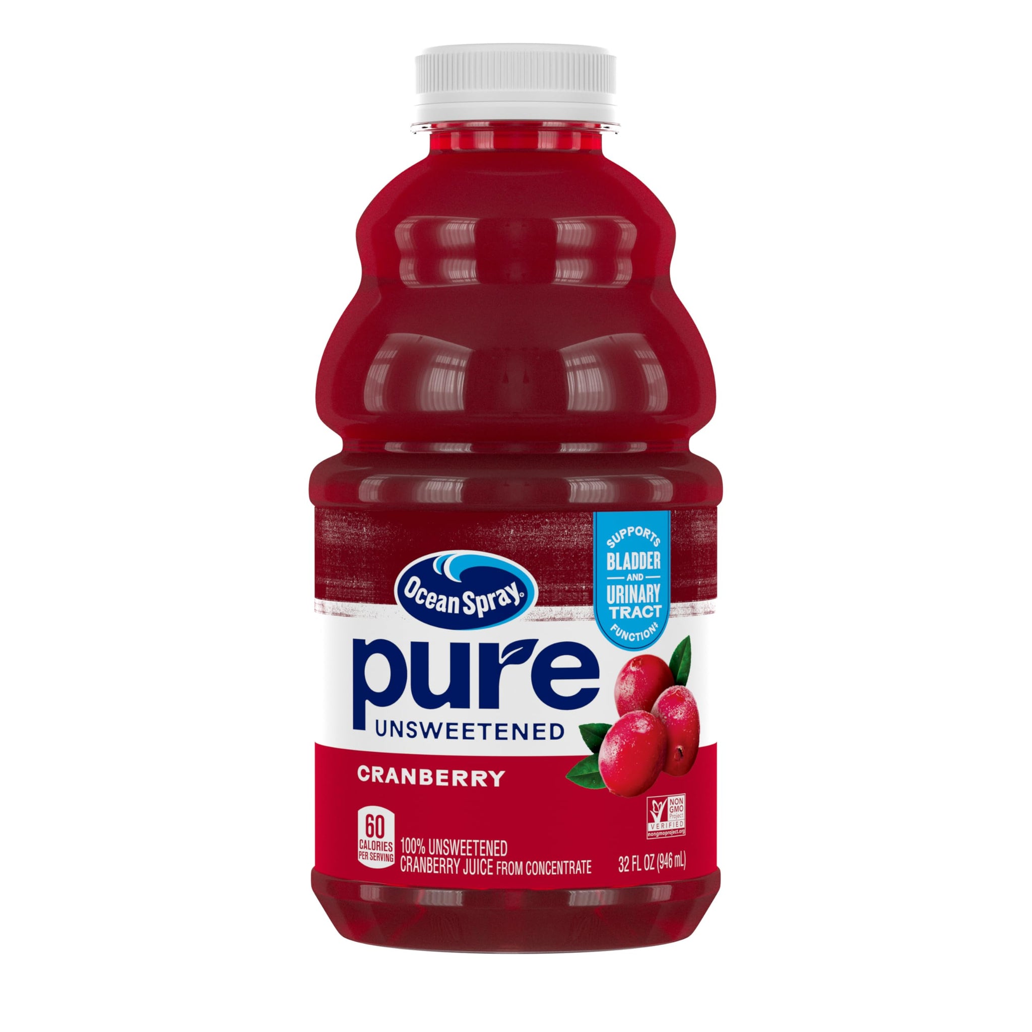 Ocean Spray® Pure Unsweetened Cranberry, 100% Cranberry Juice From Concentrate, 32 Fl Oz Bottle