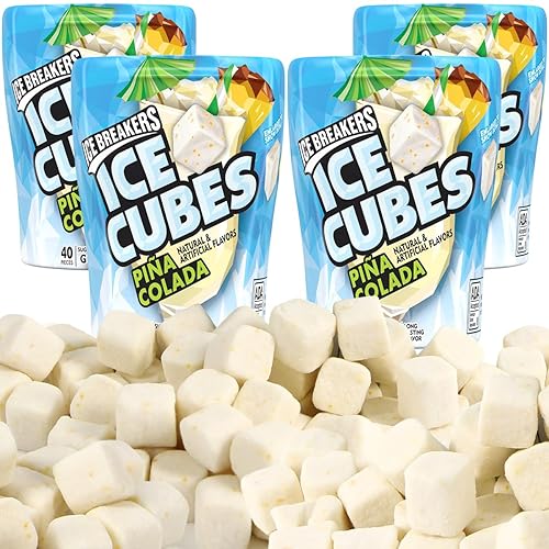 Pina Colada Gum to Enjoy Home Snaking Moments - Sugar Free Refreshingly Cool Cubed Chewing Gum for Mother's Day, Kids School Bags, Party Favors