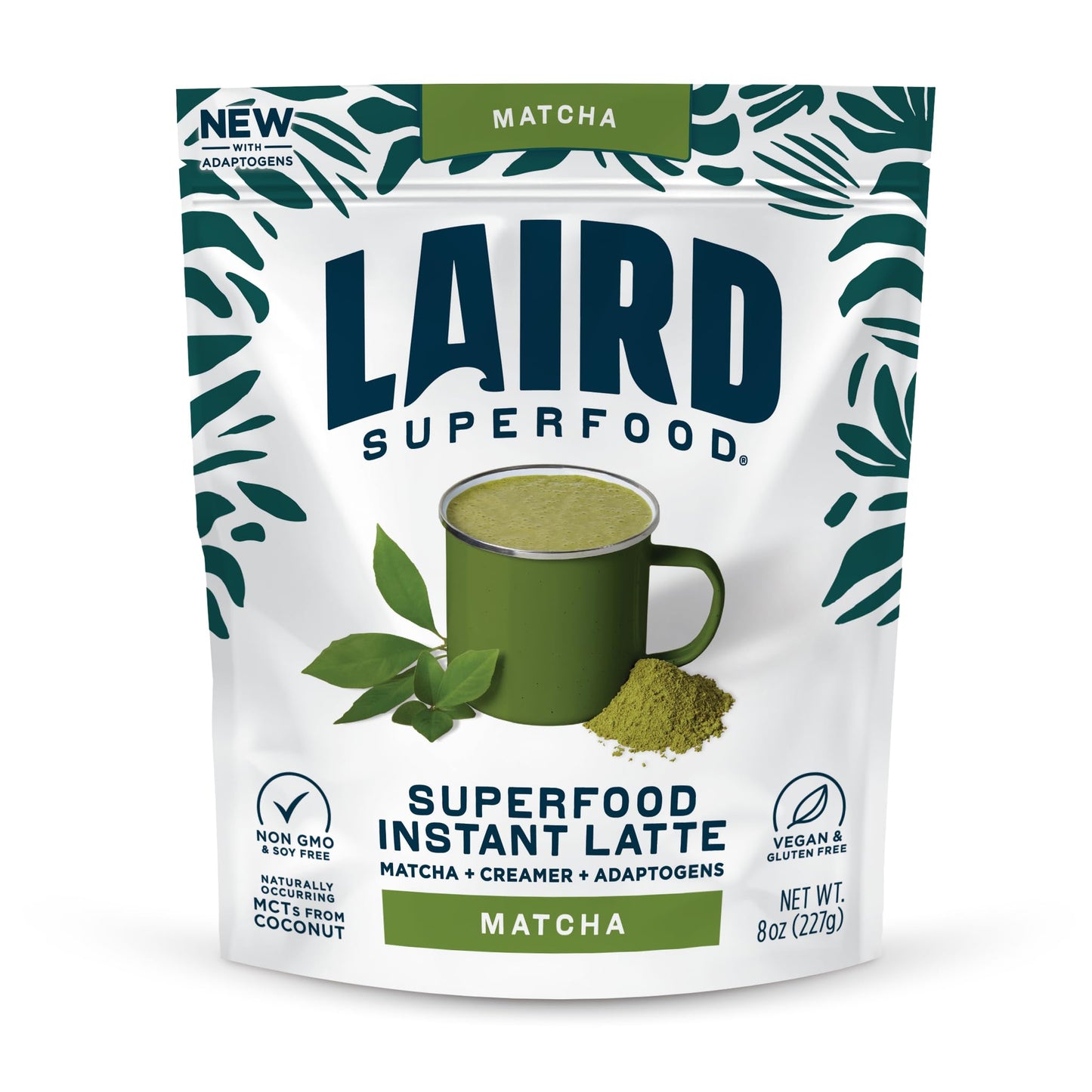 Laird Superfood Matcha Instant Latte with Adaptogens - Matcha Latte Green Tea Powder Packed with Antioxidants and Superfood Coconut Creamer - Gluten
