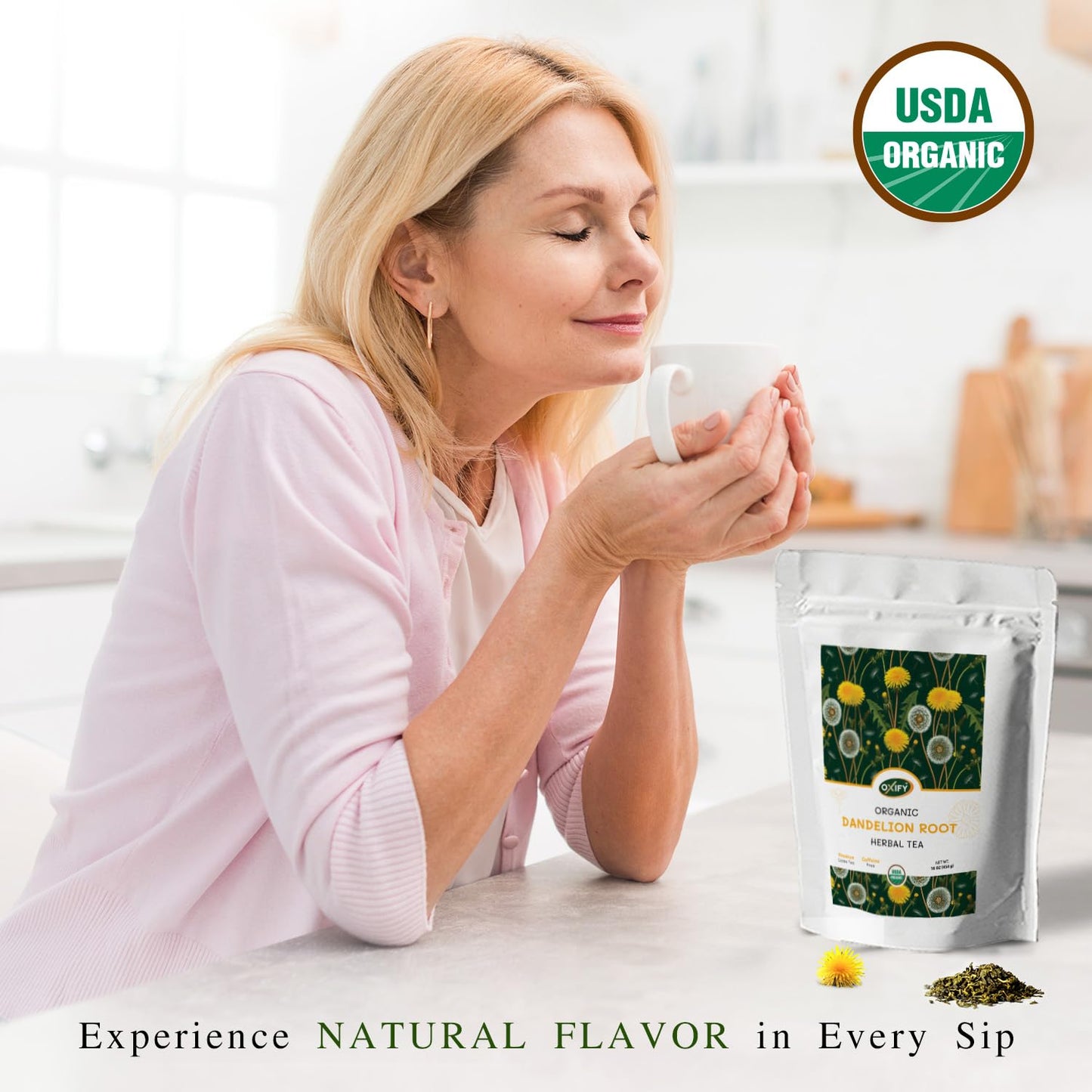 OxifyOrganic Dandelion Root Herbal Loose Tea- 16 oz (16 oz, Dandelion Root)