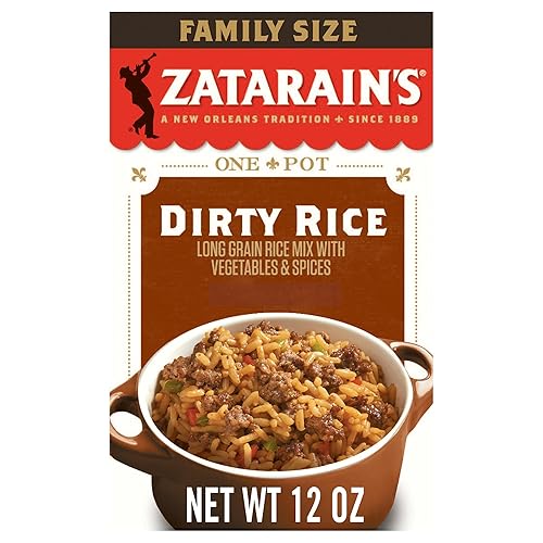 Zatarain's Rice Mix, Dirty Rice, Family Size, Gluten Free, No MSG Added, Long Grain White Rice, Onions and Bell Peppers with Cajun Seasonings, Made