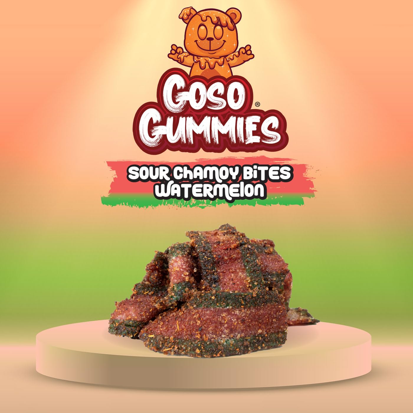 Goso Gummies Sour Watermelon Chamoy Strips - 4oz Bag | Tangy Candy With Real Chamoy Flavor | Sour, Spicy, Sweet | TikTok Viral Candy | Premium Gummy