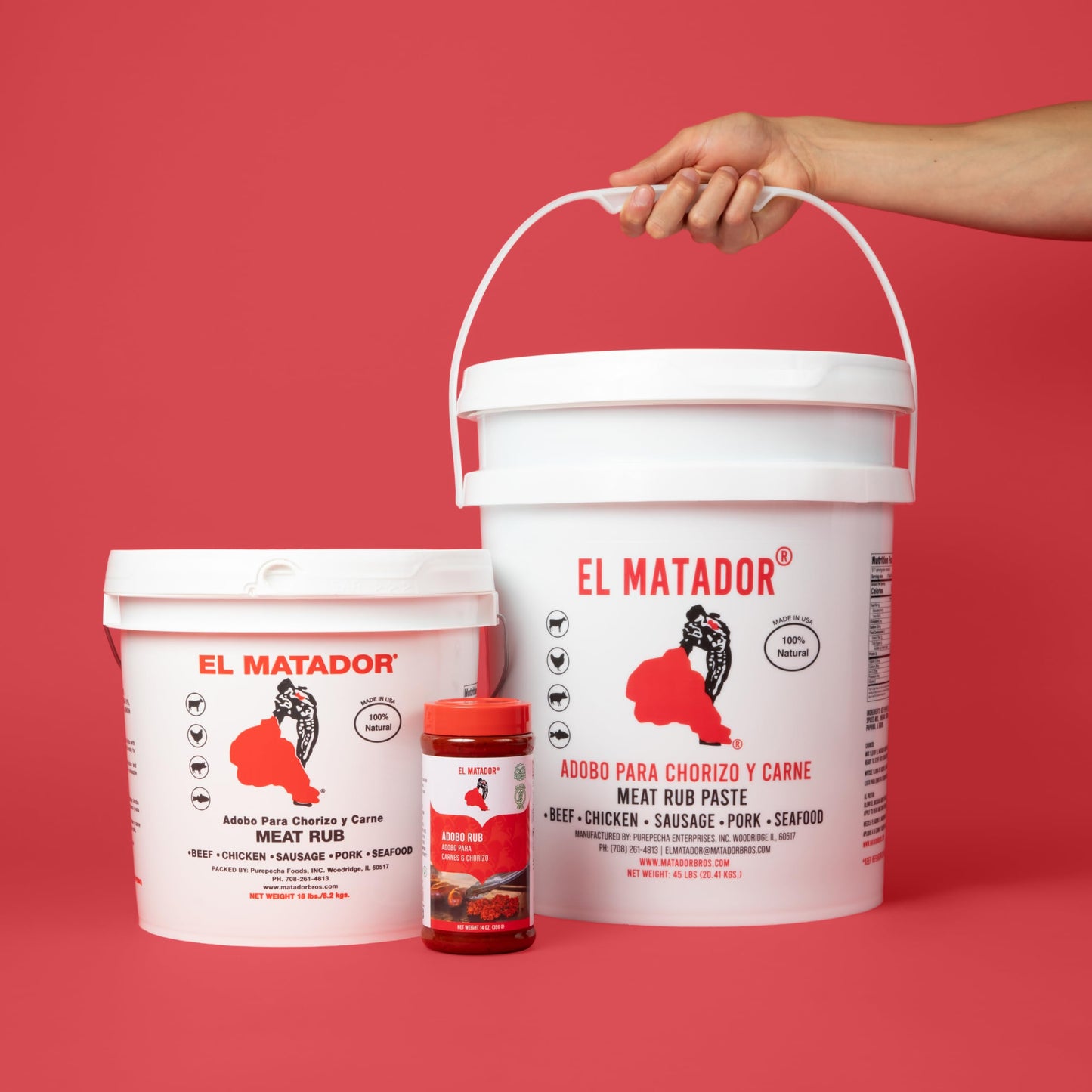 El Matador Adobo Paste - 45lb Bulk Mexican Marinade for Chorizo, Carne & Tacos - Commercial Use & Food Service Adobo for Chorizo/Adobo para Chorizo