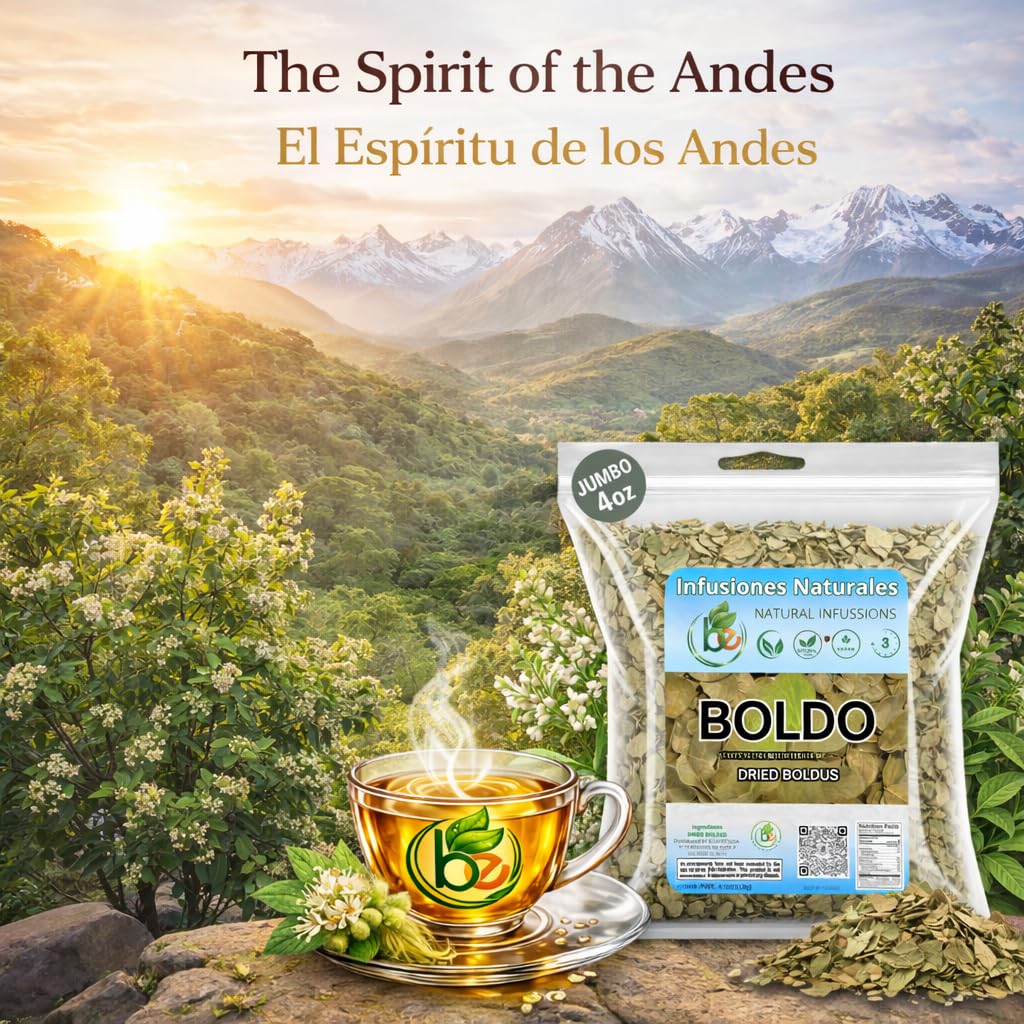 Hojas de Boldo (Boldus Dried Leaves) Herbal Tea - 4 oz (113 g) - 100% Natural, Vegan, Non-GMO - Loose Leaf Herbal Tea for Infusion - Traditional