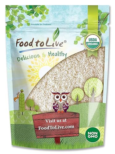 Food to Live Organic Long Grain White Rice, 5 Pounds - Non-GMO, Vegan, Kosher. Easy to Cook. Stays Separate and Fluffy. Low in Fat. Perfect for Stuffing, Pilafs, Salads.