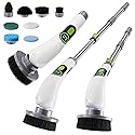 WORKPRO Electric Spin Scrubber, Cordless Cleaning Brush, 3-Speed, Long Adjustable Handle & 8 Replaceable Brush Heads, Waterproof Scrubber