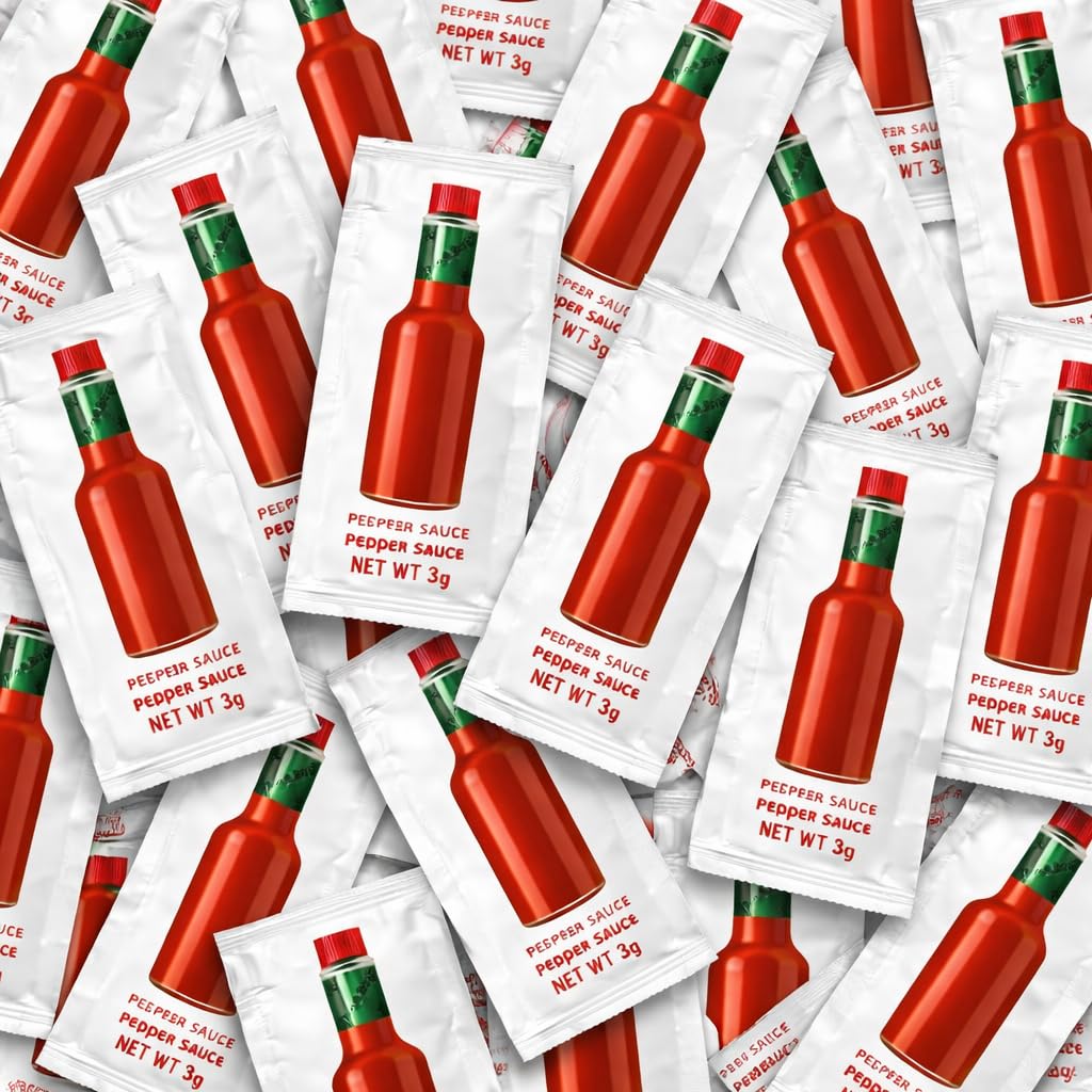 Hot Sauce Packets Bulk - 35 Single-Serve Pepper Sauce Sachets (3g Each) | Pizza, Takeout, Restaurants, Travel & On-the-Go