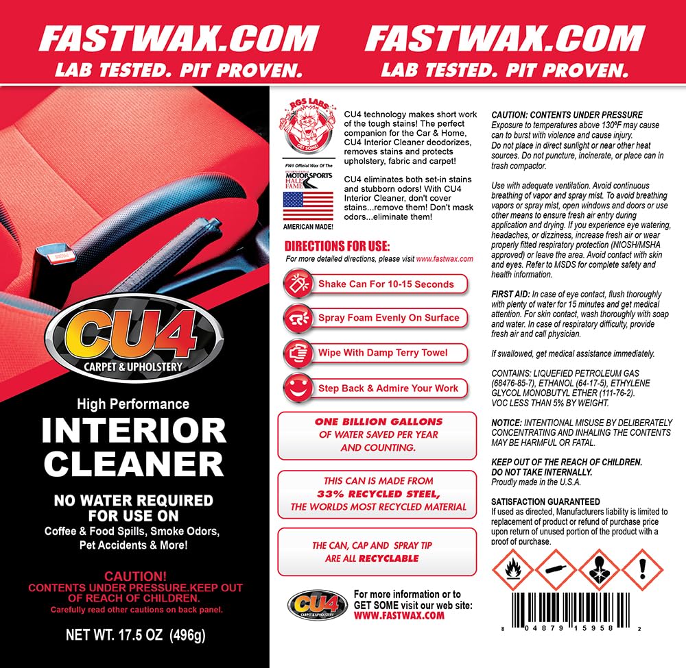 CU4 Carpet & Upholstery Cleaner - Stain Remover & Odor Eliminator for Fabric, Carpet & Upholstery, 3-Pack