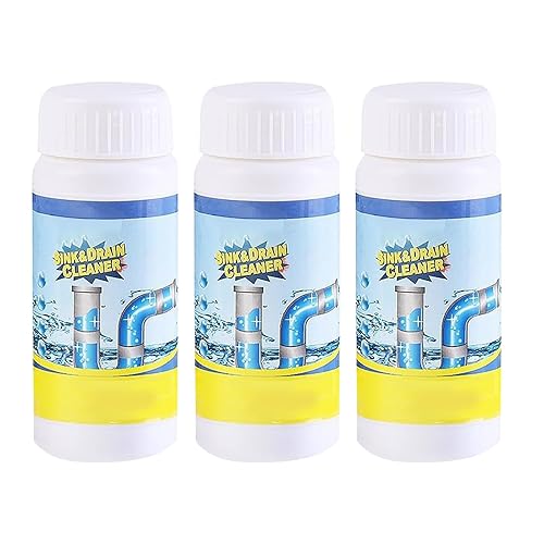 Sakerplus Sink & Drain Cleaner, Drain Cleaner Powder, 3.9 oz Bottle, Sewer Pipe Maintainer for Kitchen, Bathtub, Shower Drains (3Bottles)