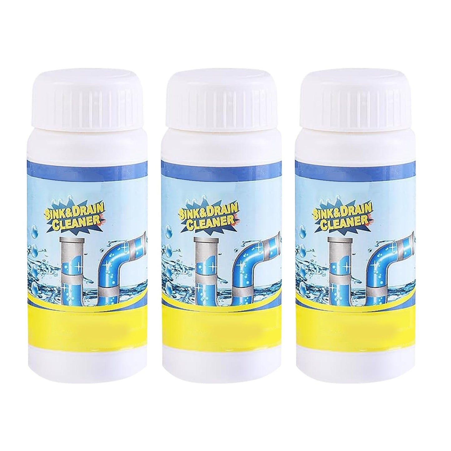Sakerplus Sink & Drain Cleaner, Drain Cleaner Powder, 3.9 oz Bottle, Sewer Pipe Maintainer for Kitchen, Bathtub, Shower Drains (3Bottles)